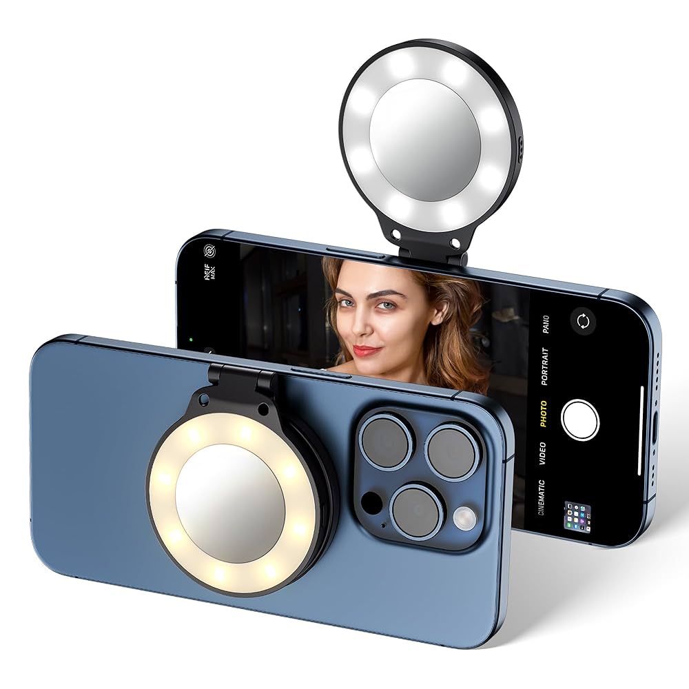 Manyetik LED Selfie Işığı – MagSafe & Evrensel Uyumlu | 3 Renk Modu – Şarjlı & Taşınabilir