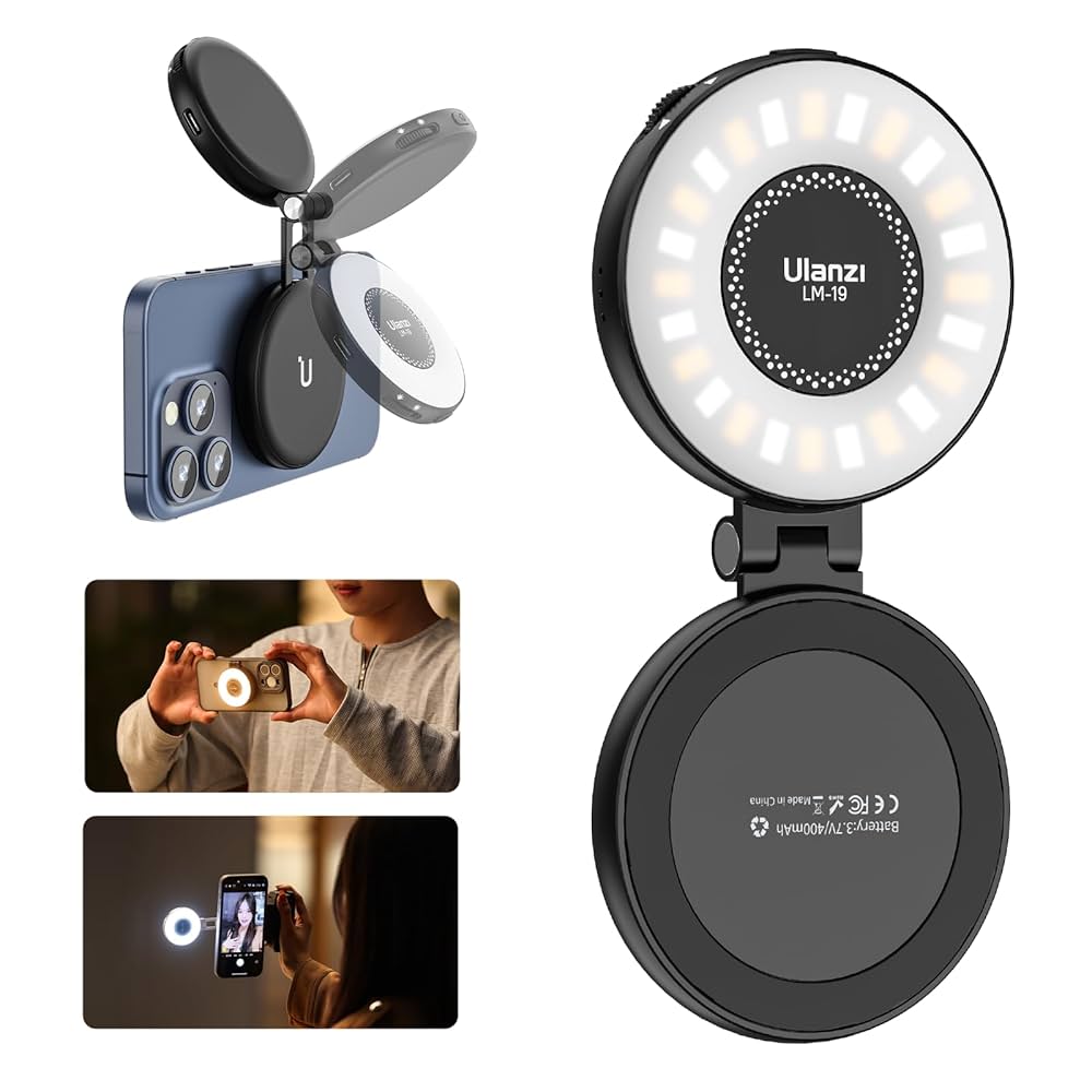 Manyetik LED Selfie Işığı – MagSafe & Evrensel Uyumlu | 3 Renk Modu – Şarjlı & Taşınabilir